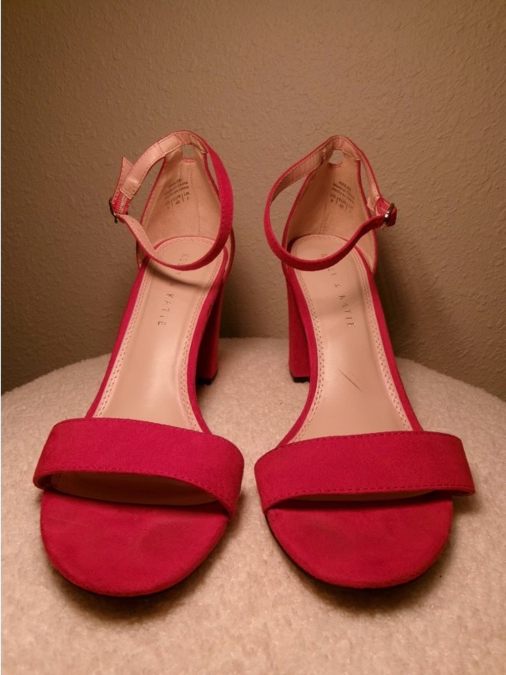 Kelly & Katie Red Open-Toe Ankle-Strap Block Heels